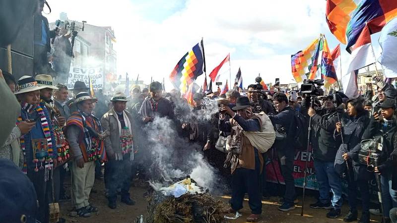 Evo Morales en la ceremonia ancestral. 