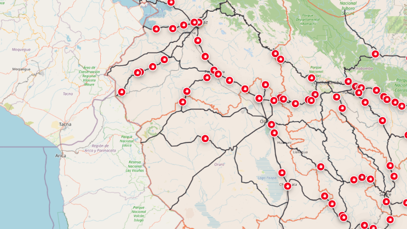 Las rutas bloqueadas en parte de Oruro.