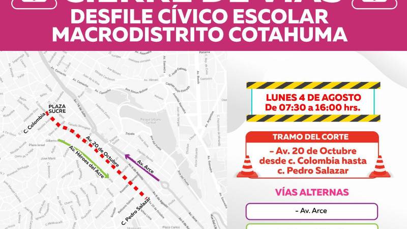 Cierre de vías en San Pedro y Sopocachi.