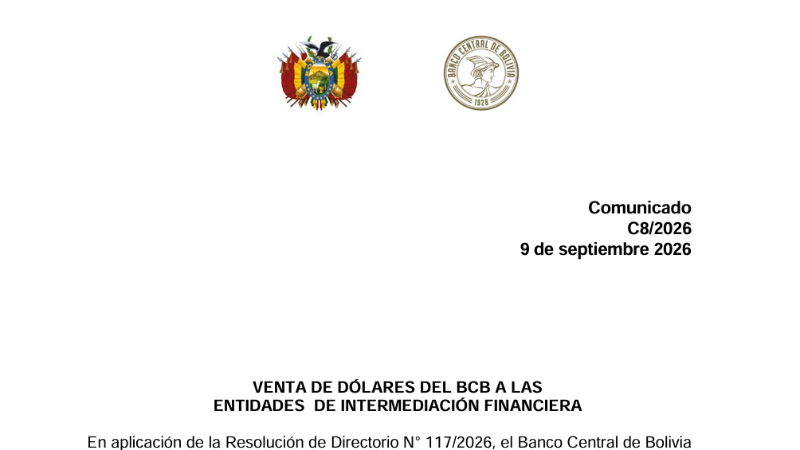 El comunicado del BCB.