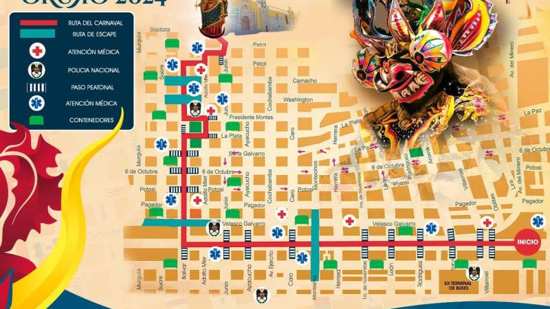 La ruta del Sábado de Peregrinación del Carnaval de Oruro