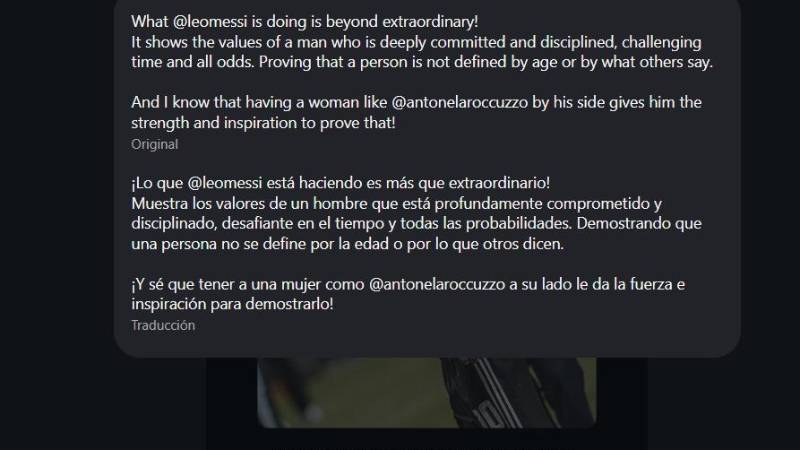 Mensaje de Shakira para Messi y su esposa. 