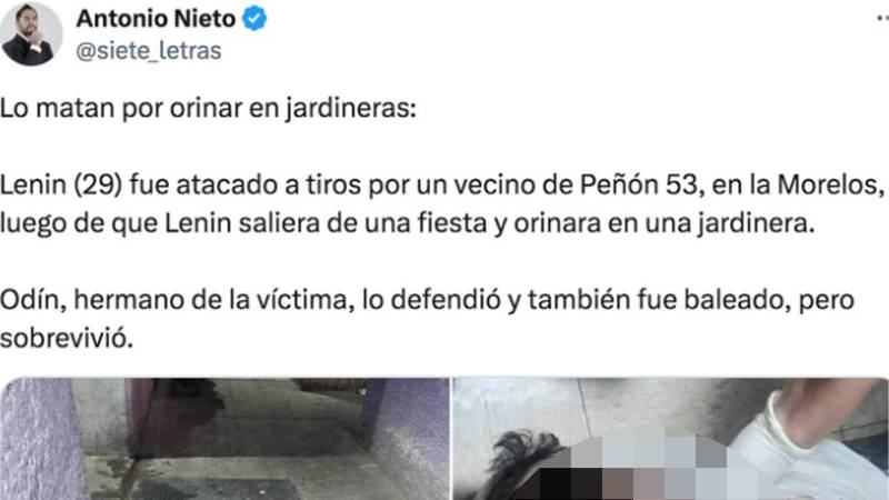 Un hombre fue asesinado por orinar en una jardinera pública