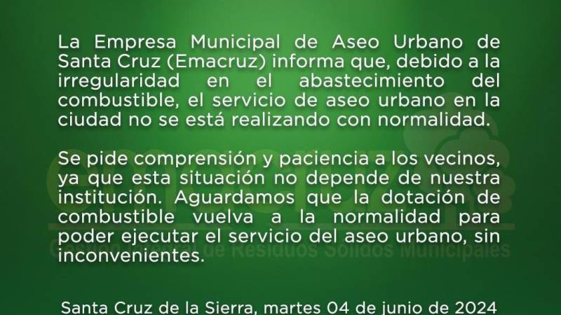 Comunicado de Emacruz. 