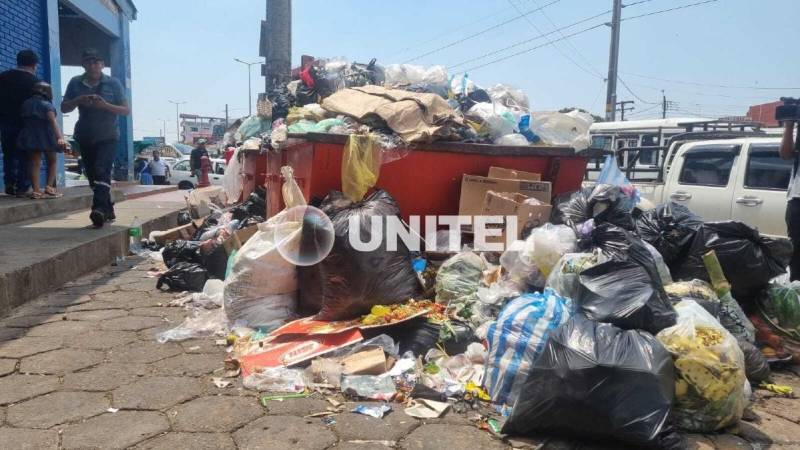 Todos los contenedores que hay en la zona de Alto San Pedro están rebasados igual