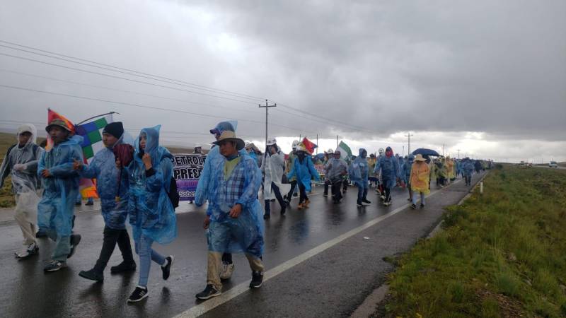 Marcha de afines a Evo Morales. 