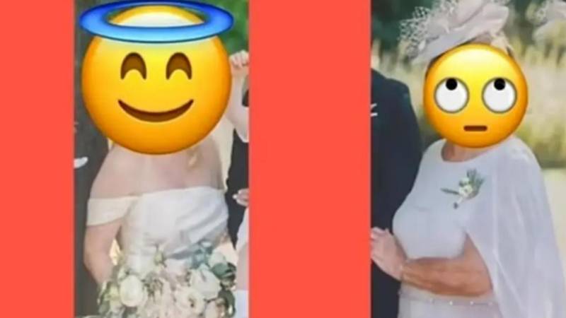 La imagen de la mamá del novio que se viralizó por vestir de blanco