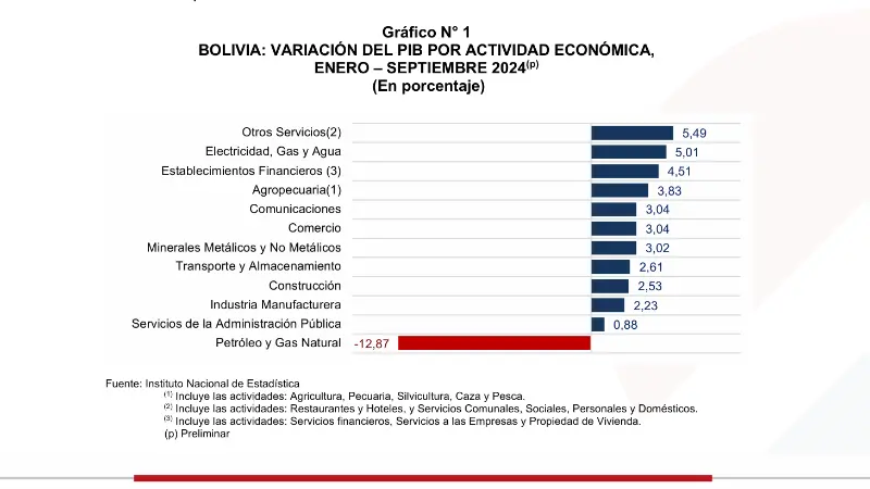 Variación del PIB por actividad económica. 