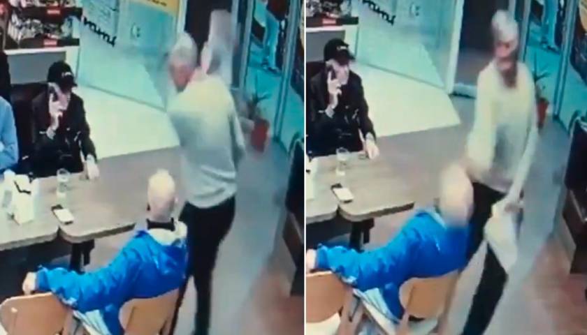 Video: Golpeó a un hombre porque no le prestó el periódico de una estación de servicio 