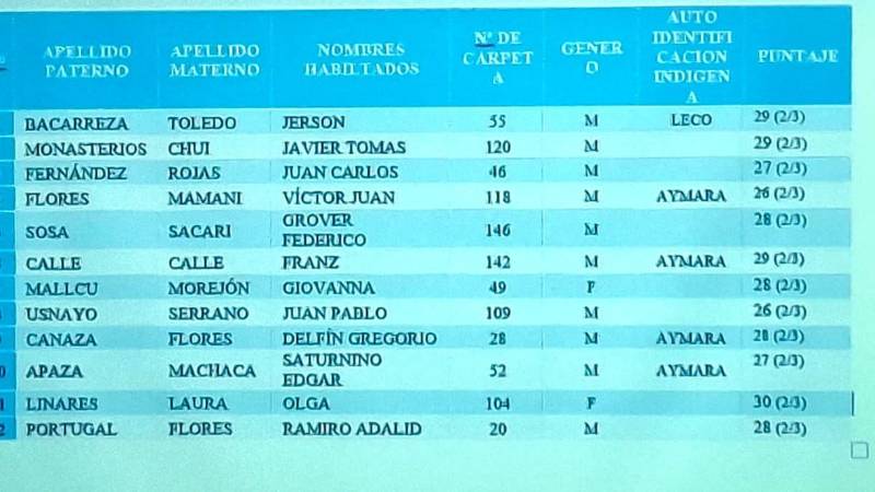 La lista de las ternas que envió la ALDLP a la Cámara de Diputados.