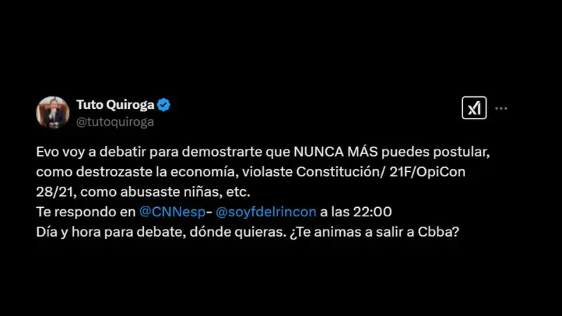 Tuto respondió a Morales mediante X, antes Twitter.