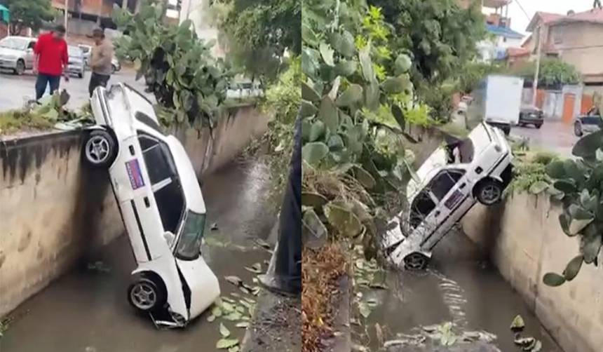 Vehículo cae a un canal de drenaje en Cochabamba y deja al conductor herido