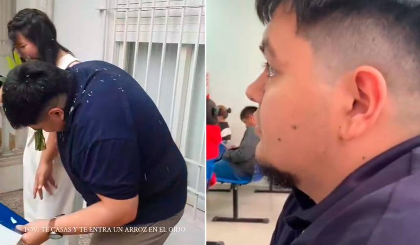 Se casó, le lanzaron arroz y terminó de emergencia en un hospital