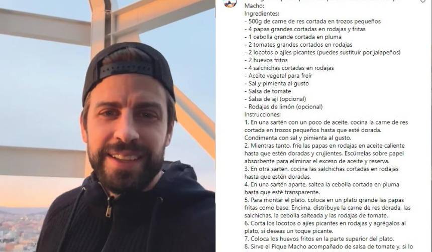 Cuenta de Piqué en Instagram se llena de comentarios con recetas del pique macho