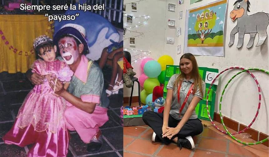 “Siempre seré la hija del payaso”: Joven presume a su papá tras licenciarse como educadora 