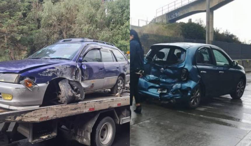 Nueve vehículos afectados en dos accidentes en medio de intensa lluvia en La Paz
