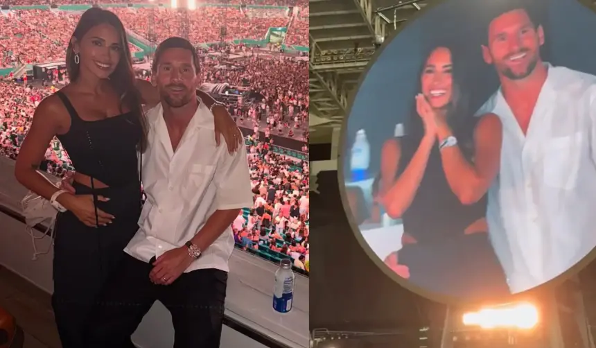 Antonela y Messi, sorprendidos por la ‘kiss cam’ de Coldplay