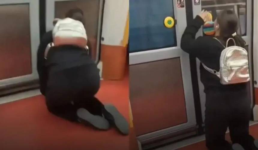 Una ‘therian’ intenta abrir las puertas del metro como un perro 