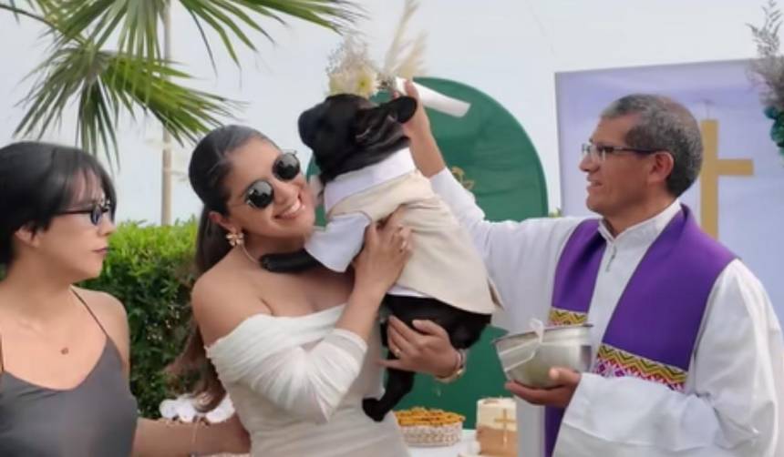 Agua bendita y fiesta: así fue el bautizo de un perrito que enterneció las redes sociales