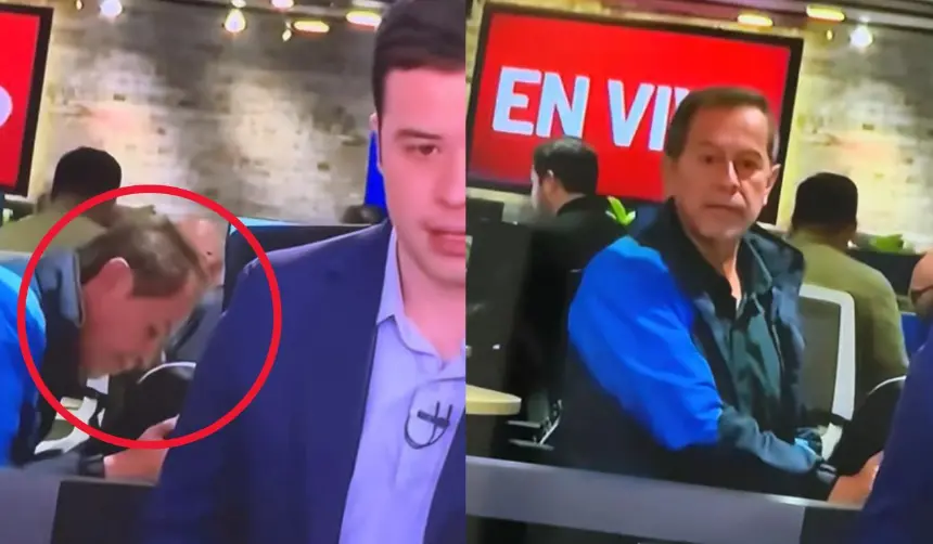 ¿Infidelidad en vivo?: Un hombre es captado muy ‘cariñoso’ con su colega durante la emisión de un noticiero 