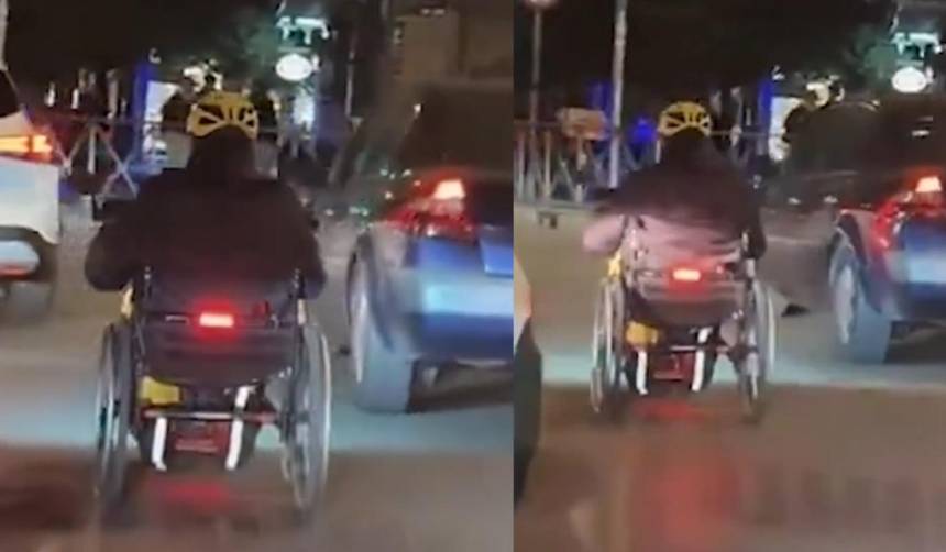 ¡Impactante! Hombre recorre una carretera en silla de ruedas, ¿tiene placa para transitar?
