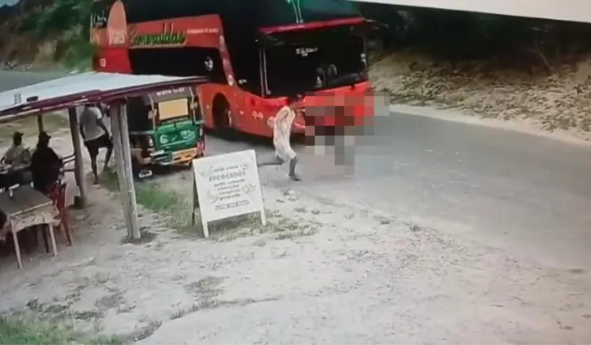 Trágico accidente: Niña intenta cruzar la carretera y recibe el impacto de un bus