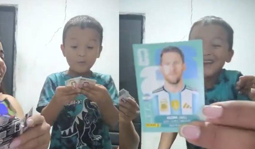 ¡Emocionante! La viral reacción de un niño al encontrar la figurita de Messi 