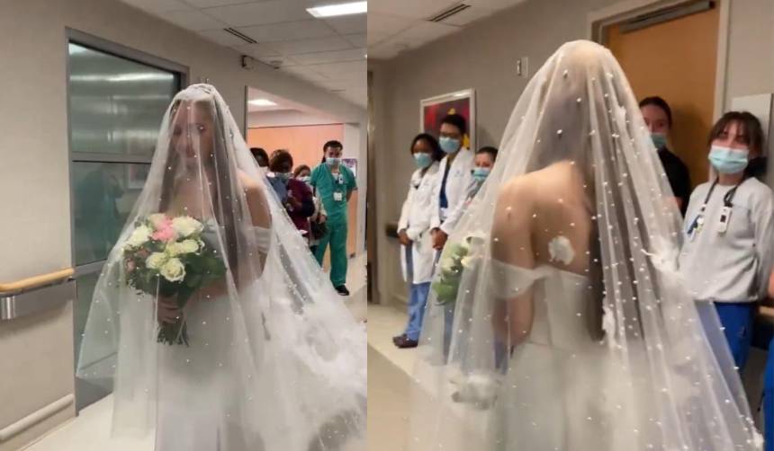 Video: Se casó en un hospital para que su padre con cáncer terminal pudiera verla