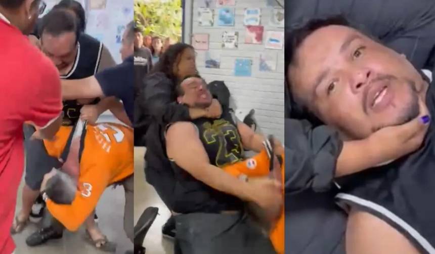 Imágenes fuertes: Un padre le da una golpiza a profesor que le pidió a su hija no usar el celular en clases