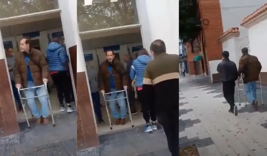Video: Hombre finge discapacidad para ser atendido rápido en un banco y queda al descubierto